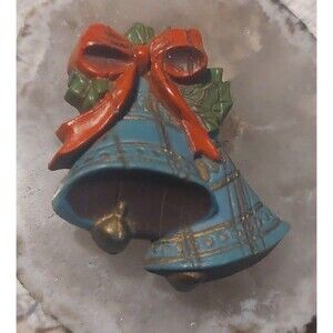 Vintage bell holiday pin plastic or resin
